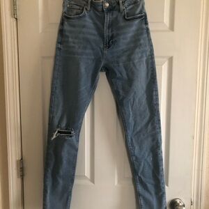 Zara Light Blue Skinny Jeans with Knee Rip